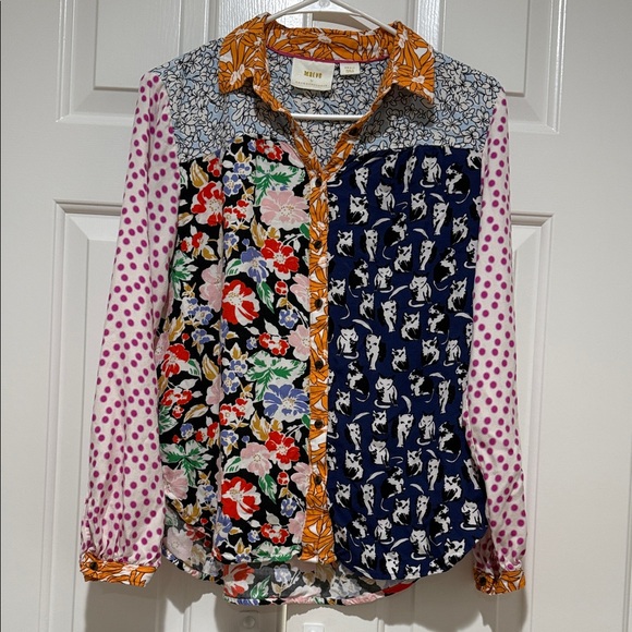 Anthropologie Orange and Blue Floral Shirt - Picture 3 of 6